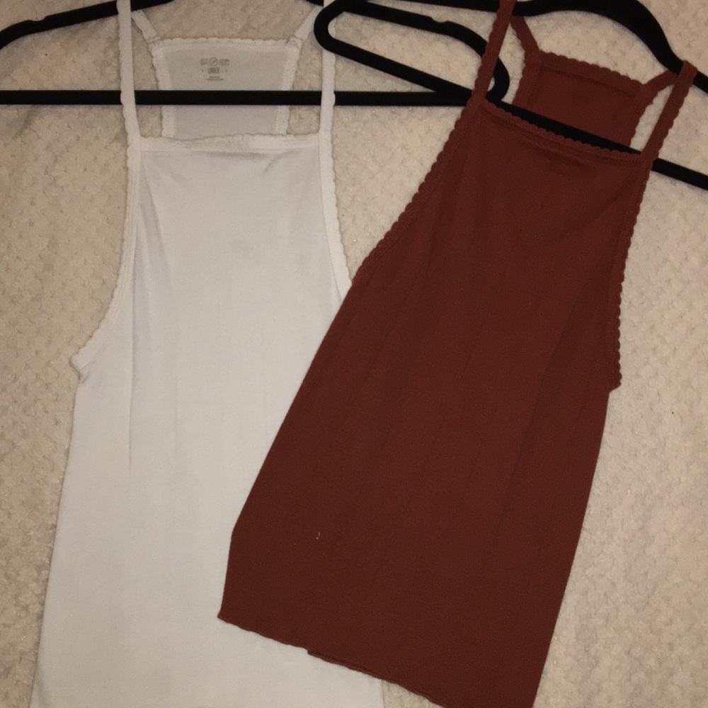 White and Orange Urban Outfitter Tank Tops